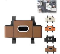 Snrtevu Car Organizers and Storage Box Behind Seat, Vehicle Seat Back Hanging Storage Box, Multifunctional Car Backseat Organizer with Cup Holder, Tissue Box, Trash Bin & Hooks (B)