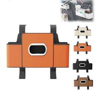 Snrtevu Car Organizers and Storage Box Behind Seat, Vehicle Seat Back Hanging Storage Box, Multifunctional Car Backseat Organizer with Cup Holder, Tissue Box, Trash Bin & Hooks (C)