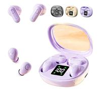 Snrtevu Dual-Pair Wireless Bluetooth Headset with LED Charging Case, Innovative Four-Earbud Design, Noise Cancelling Wireless Earbud, Extended Playtime & Digital Display, Comfort Fit (Purple)