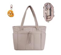 Snrtevu Luvtoo The Ultimate Puffer Tote Bag, Luvtoo Puffer Tote Bag, Large Quilted Handbag with Compartments and Zip for Work School Office and Travel (Camel)