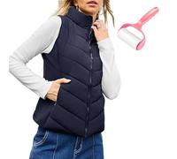 Snrtevu Puffer Vest Women Sleeveless Zip Up Outerwear, Cozy Lightweight Stand Collar Quilted Vest Jacket, Puffy Vests, Casual Sleeveless Stand Collar (Blue,L)