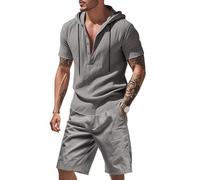 Snrtevu Sudadera con capucha de lino ligero con diseño de lágrimas para hombre, color negro y gris, 08., XL