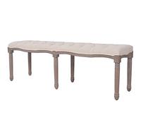 Snsowed Banco, Banco Recibidor, Banco Comedor, Bancos para Cocina, Banco Vestuario, Mueble Camper, de Madera Maciza y Lino Blanco Crema 150x40x48 cm