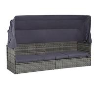 Snsowed Cama de jardín con toldo 205x62 cm ratán sintético Gris, Cama Exterior Jardin, Tumbona Jardin Exterior, Cama Balinesa, Sofa Exterior - SPU:43962