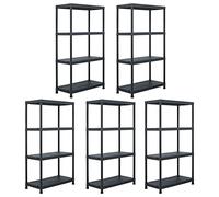 Snsowed Estantería de plástico 5 Unidades, Libreria Estanteria, Estanteria Libros, Estanteria Escalera, Estanterias Habitacion, Muebles Estanterias, 60x30x138 cm Negro