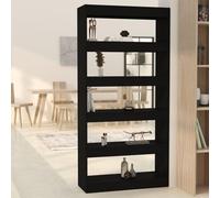 Snsowed Estantería/Divisor de Espacio, Libreria Estanteria, Estanteria Libros, Estanteria Alta, Estanteria Escalera, Estanterias Habitacion,s aglomerado Negro 80x30x166 cm