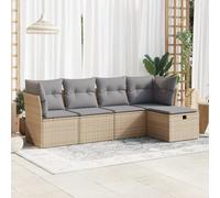 Snsowed Juego de sofás jardín con Cojines 5 pzas ratán sintético Beige, Set De Jardin Exterior, Muebles De Jardin, Muebles Jardin Exterior, Conjunto Mueble Jardin - 3325265