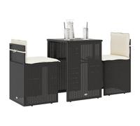 Snsowed Mesita y sillas bistró con Cojines 3 pzas ratán sintético Negro, Conjunto Mesa Y Sillas Jardin, Mesa Y Sillas Terraza, Muebles Jardin Exterior, Conjuntos De Muebles De Jardín - 4003869