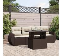 Snsowed Set Comedor de jardín 5 Piezas y Cojines ratán sintético marrón, Conjunto Mesa Y Sillas Jardin, Mesa Y Sillas Terraza, Muebles Jardin Exterior, Conjuntos De Muebles De Jardín - 3268363