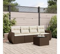 Snsowed Set Comedor de jardín 5 Piezas y Cojines ratán sintético marrón, Conjunto Mesa Y Sillas Jardin, Mesa Y Sillas Terraza, Muebles Jardin Exterior, Conjuntos De Muebles De Jardín - 3221092