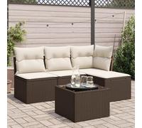 Snsowed Set Comedor de jardín 5 Piezas y Cojines ratán sintético marrón, Conjunto Mesa Y Sillas Jardin, Mesa Y Sillas Terraza, Muebles Jardin Exterior, Conjuntos De Muebles De Jardín - 3249352
