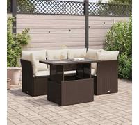 Snsowed Set Comedor de jardín 5 Piezas y Cojines ratán sintético marrón, Conjunto Mesa Y Sillas Jardin, Mesa Y Sillas Terraza, Muebles Jardin Exterior, Conjuntos De Muebles De Jardín - 3326154