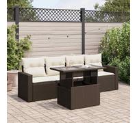 Snsowed Set Comedor de jardín 5 Piezas y Cojines ratán sintético marrón, Conjunto Mesa Y Sillas Jardin, Mesa Y Sillas Terraza, Muebles Jardin Exterior, Conjuntos De Muebles De Jardín - 3326244