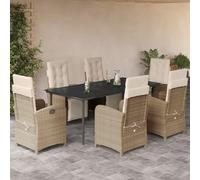 Snsowed Set Comedor de jardín 7 pzas con Cojines ratán sintético Beige, Conjunto Mesa Y Sillas Jardin, Mesa Terraza Exterior Y Sillas, Conjunto Terraza, Muebles Jardin Exterior - 3212575