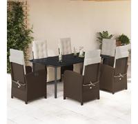 Snsowed Set Comedor de jardín 7 pzas con Cojines ratán sintético marrón, Conjunto Mesa Y Sillas Jardin, Mesa Terraza Exterior Y Sillas, Conjunto Terraza, Muebles Jardin Exterior - 3212554