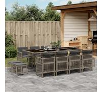 Snsowed Set Comedor de jardín con Cojines 13 pzas ratán sintético Gris, Conjunto Mesa Y Sillas Jardin, Mesa Y Sillas Terraza, Muebles Jardin Exterior, Conjuntos De Muebles De Jardín - 3210980