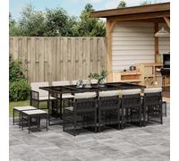Snsowed Set Comedor de jardín con Cojines 13 pzas ratán sintético Negro, Conjunto Mesa Y Sillas Jardin, Mesa Y Sillas Terraza, Muebles Jardin Exterior, Conjuntos De Muebles De Jardín - 3210978