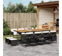 Snsowed Set Comedor de jardín con Cojines 13 pzas ratán sintético Negro, Conjunto Mesa Y Sillas Jardin, Mesa Y Sillas Terraza, Muebles Jardin Exterior, Conjuntos De Muebles De Jardín - 3211347