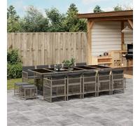 Snsowed Set Comedor de jardín con Cojines 15 pzas ratán sintético Gris, Conjunto Mesa Y Sillas Jardin, Mesa Y Sillas Terraza, Muebles Jardin Exterior, Conjuntos De Muebles De Jardín - 3210992