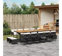 Snsowed Set Comedor de jardín con Cojines 15 pzas ratán sintético Negro, Conjunto Mesa Y Sillas Jardin, Mesa Y Sillas Terraza, Muebles Jardin Exterior, Conjuntos De Muebles De Jardín - 3211359