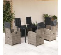 Snsowed Set Comedor jardín 7 pzas y Cojines ratán sintético Gris, Conjunto Mesa Y Sillas Jardin, Mesa Terraza Exterior Y Sillas, Conjunto Terraza, Muebles Jardin Exterior - 3212567