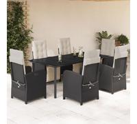 Snsowed Set de Comedor de jardín 7 pzas y Cojines ratán sintético Negro, Conjunto Mesa Y Sillas Jardin, Mesa Y Sillas Terraza, Muebles Jardin Exterior, Conjuntos De Muebles De Jardín - 3212526
