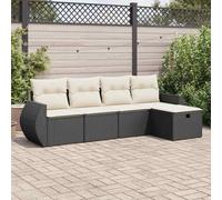 Snsowed Set de Muebles de jardín 5 pzas y Cojines ratán sintético Negro, Muebles Jardin Exterior, Set De Jardin Exterior, Conjunto Sofa Exterior Jardin, Muebles De Exterior Jardin - 3325562