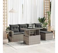 Snsowed Set de Muebles de jardín 6 pzas y Cojines ratán sintético Gris, Muebles Jardin Exterior, Set De Jardin Exterior, Conjunto Sofa Exterior Jardin, Muebles De Exterior Jardin - 3326461