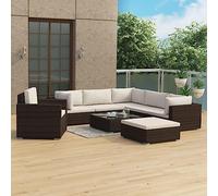 Snsowed Set Muebles de jardín 8 Piezas y Cojines ratán sintético marrón, Conjunto Jardin Exterior, Muebles Jardin Exterior, Conjunto Terraza, Terraza Exterior Chill out, Garden Furniture 46765
