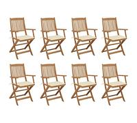 Snsowed Sillas de jardín Plegables 8 uds, Sillas Terraza Exterior, Silla Playa Jardin, Sillas Balcon, Sillas Exterior Jardin, y Cojines Madera Maciza Acacia