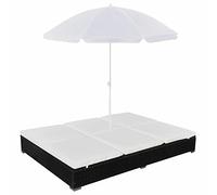 Snsowed Tumbona Cama con sombrilla, Tumbonas Jardin Exterior, Hamacas Y Tumbonas Jardin, Tumbona Playa, Tumbona Terraza, ratán sintético Negra