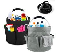 SNSYGN 2 organizadores de productos de limpieza, bolsa de limpieza plegable portátil, cesta de limpieza con asa y 6 bolsillos, bolsa de limpieza para dispositivos, herramientas, utensilios de limpieza