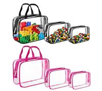 SNSYGN 6 bolsas de almacenamiento para juguetes, resistentes al agua, organizador de juguetes con cremallera y compartimentos de malla, bolsa de cosméticos transparente para almacenamiento de Lego