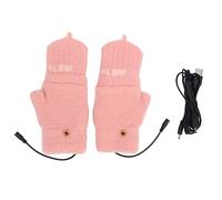 SNTSNTBOM Guantes de invierno con calefacción USB para mujer, guantes lavables de punto de algodón, sin dedos, con dedos plegables, para aprender a trabajar
