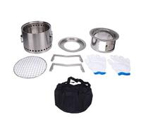 SNTSNTBOM para estufa de leña para acampar, combustión secundaria eficiente, diseño portátil para cocinar, asar y calentar al aire