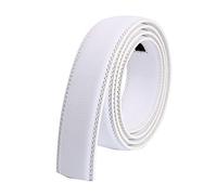 Snufeve Cinturón sin hebilla para hombre Cinturón automático de cuero genuino de 3,5cm, blanco, 115cm