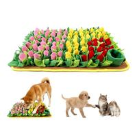 Snuffle Mat for Dogs, Non-Slip Tulip Foraging Pet Puzzle Toy for Boredom & Stress Relief, Mentally Stimulating Slow Feeder Washable Fleece Pad for Puppies Cats and Bunnies (23.6x15.7in) (1PC)