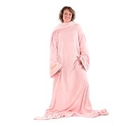 Snug Rug Deluxe Batamanta Bata Manta de TV para Sala Estar Sofá Mujer Hombre Invierno Suave y Acogedor Manta con Mangas con Bolsillo Frontal Coral Forro Polar Adulto Cuarzo Rosa