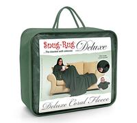 Snug Rug Deluxe Batamanta Bata Manta de TV para Sala Estar Sofá Mujer Hombre Invierno Suave y Acogedor Manta con Mangas con Bolsillo Frontal Coral Forro Polar Adulto Verde