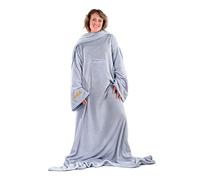 Snug Rug Deluxe Batamanta Bata Manta de TV para Sala Estar Sofá Mujer Hombre Invierno Suave y Acogedor Manta con Mangas con Bolsillo Frontal Coral Forro Polar Adulto Gris Lila