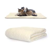Snug Rug Mantas de lujo para mascotas, manta de forro polar sherpa mullida, suave y cálida para perros y gatos, manta lavable para coche, sofá y cama (tamaño mediano, 120 x 88 cm, crema)