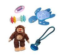 Snugarooz - Caja de juguetes para razas medianas - Tug Buddy, Snug-A-Feast, Billy The Big Foot, Shake It Off Nylon Bone y Titan The Turtle - Juego de textura mixta para diversión