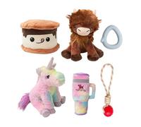 Snugarooz - Caja de juguetes para todas las razas de perros, Summer the Smore, Spike-O-Mite, Pupley, Nyland the Highland, Tye the Unicorn & Floating Penguin - Juego de textura mixta