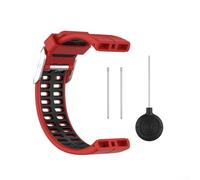 Snugawarm Pulsera de silicona de doble color para reloj inteligente POLAR V800, banda flexible suave de 123+74 mm, incluye herramienta de instalación, pulsera de repuesto (rojo+negro)