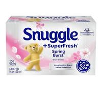 Snuggle Plus SuperFresh - Sábanas suavizantes con tecnología de control estático y eliminación de olores, explosión de primavera, 200 unidades