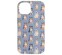Snuggle Pup - Patrón de bulldog entrañable en azul cielo Carcasa para iPhone 14