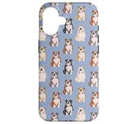 Snuggle Pup - Patrón de bulldog entrañable en azul cielo Carcasa para iPhone 16