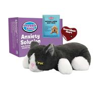Snuggle Puppy - Juguete de peluche original para gatos de Snuggle Puppy, alivio de la ansiedad y ayuda calmante en gris y blanco, para todos los tamaños de raza.