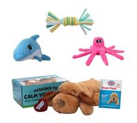 Snuggle Puppy Juguete original para perros con latido del corazón calmante, compañero de peluche calmante que reduce la ansiedad de las mascotas, incluye paquete de calor y baterías + 3 juguetes para