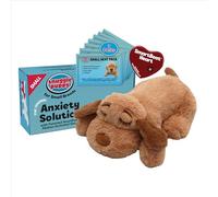Snuggle Puppy Junior, Heartbeat Puppy Toy para razas pequeñas, juguete de peluche más pequeño con pulso de sensación real, diseñado para uso en jaulas y rutinas tempranas, galleta con 7 paquetes de